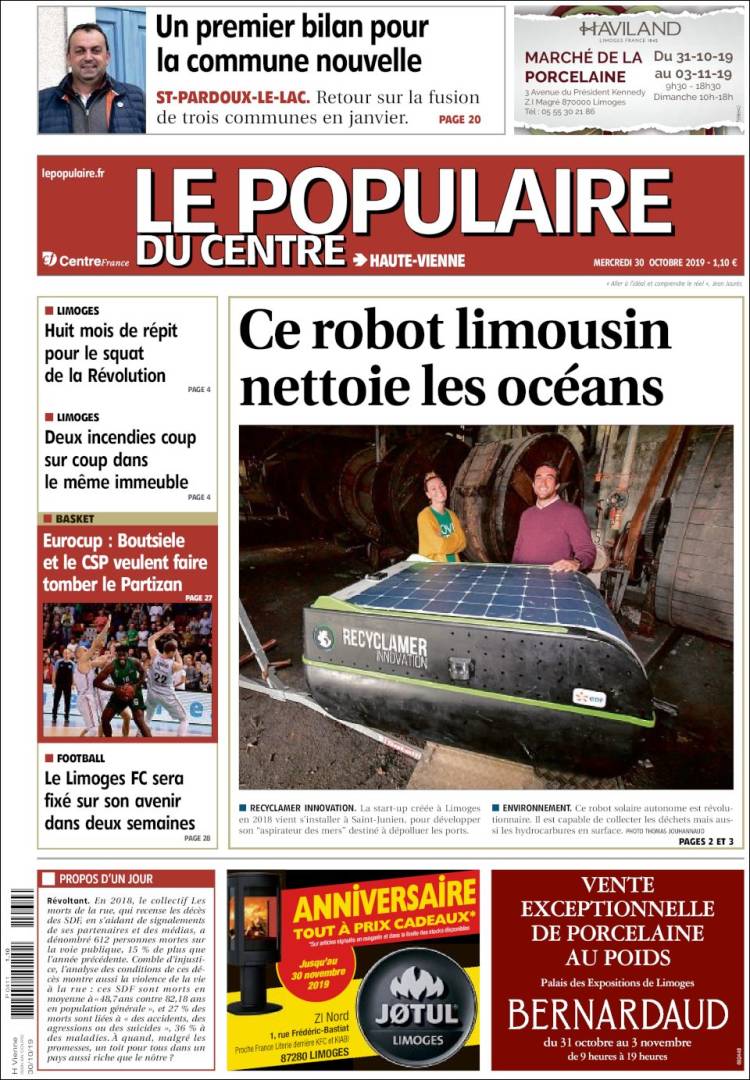 Portada de Le Populaire du Centre (Francia)
