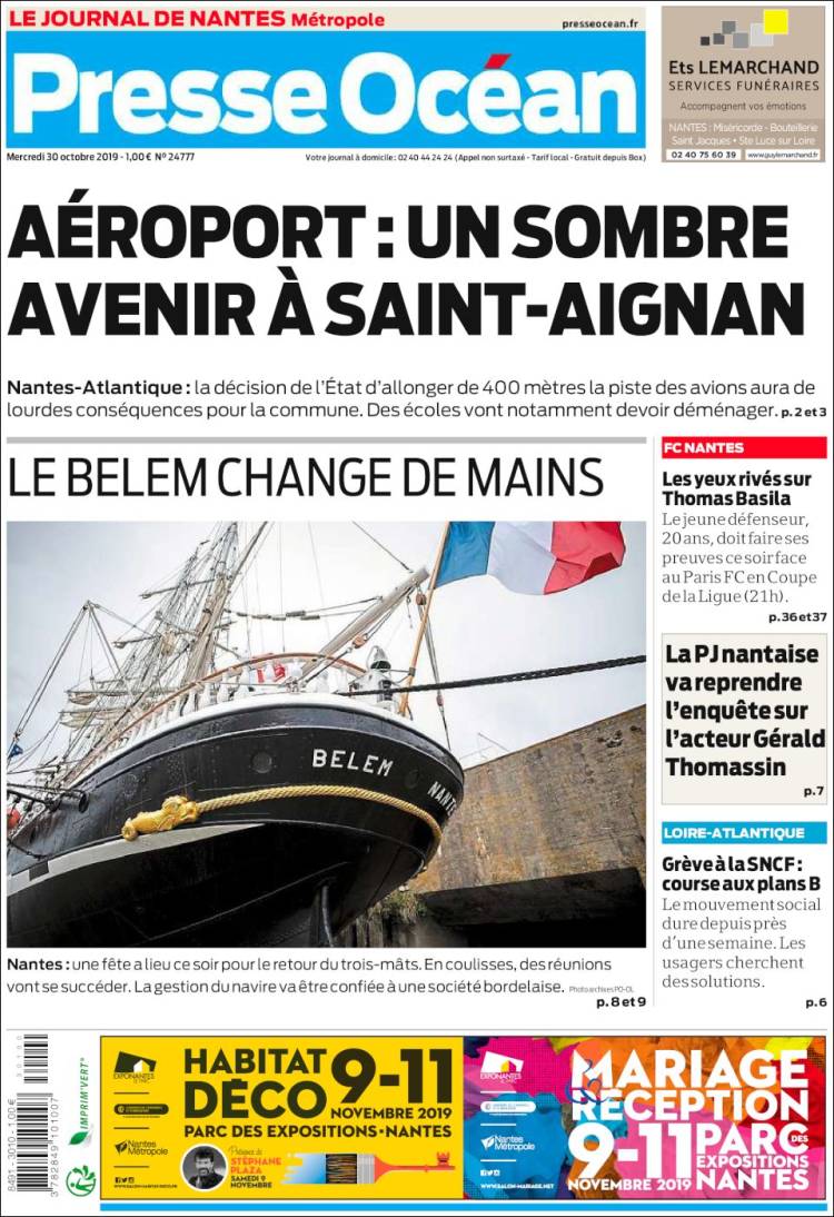 Portada de Presse Ocean (Francia)