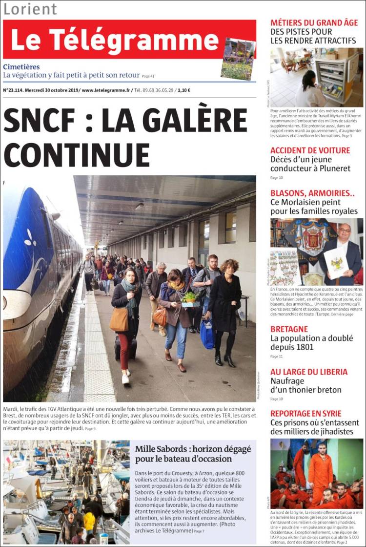 Portada de Télégramme (Francia)