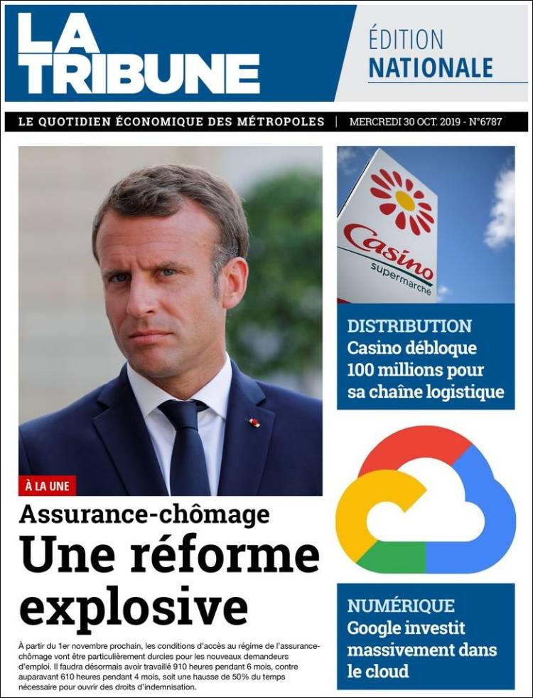 Portada de La Tribune (Francia)