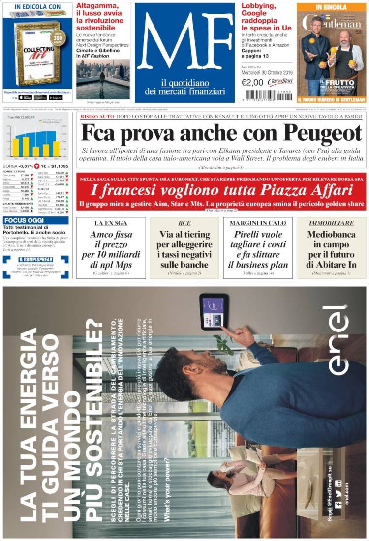 Portada de Milano Finanza (Italia)