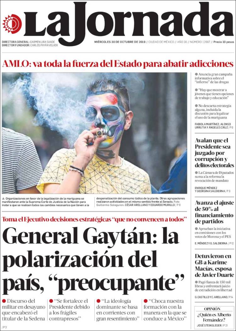 Portada de La Jornada (México)