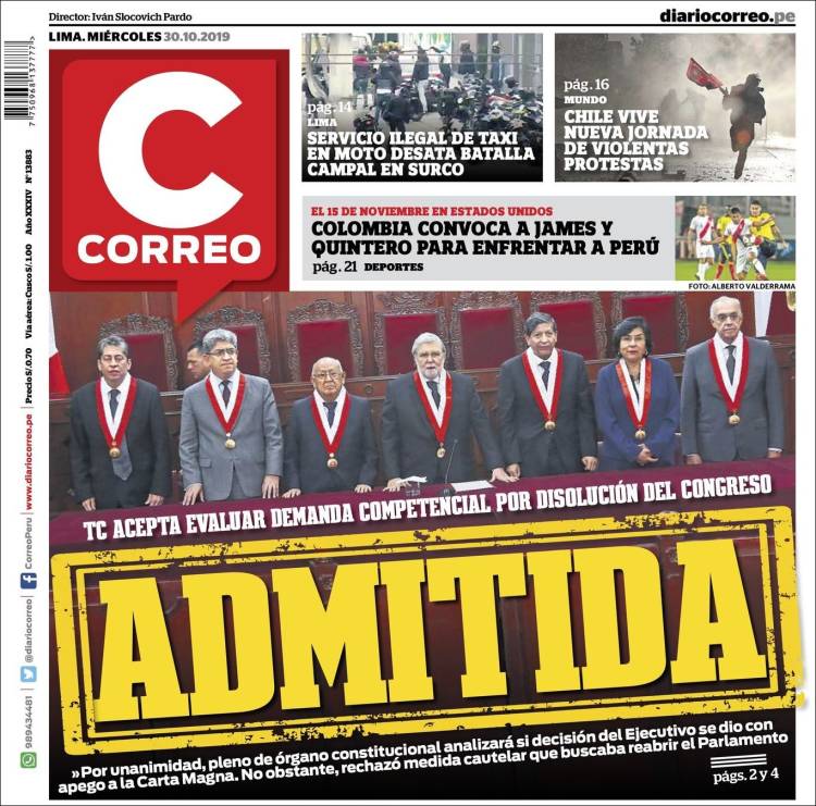 Portada de Diario Correo (Per&uacute;)