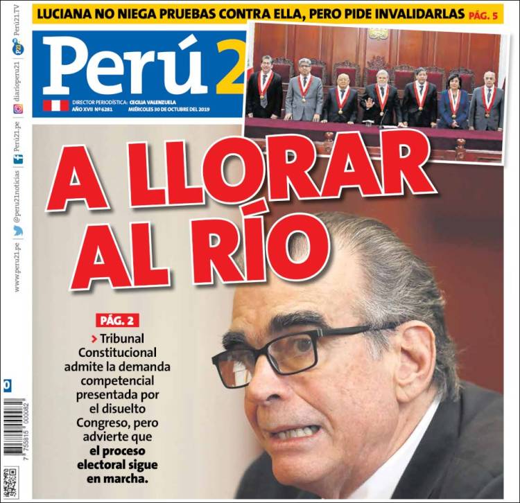 Portada de Perú 21 (Per&uacute;)