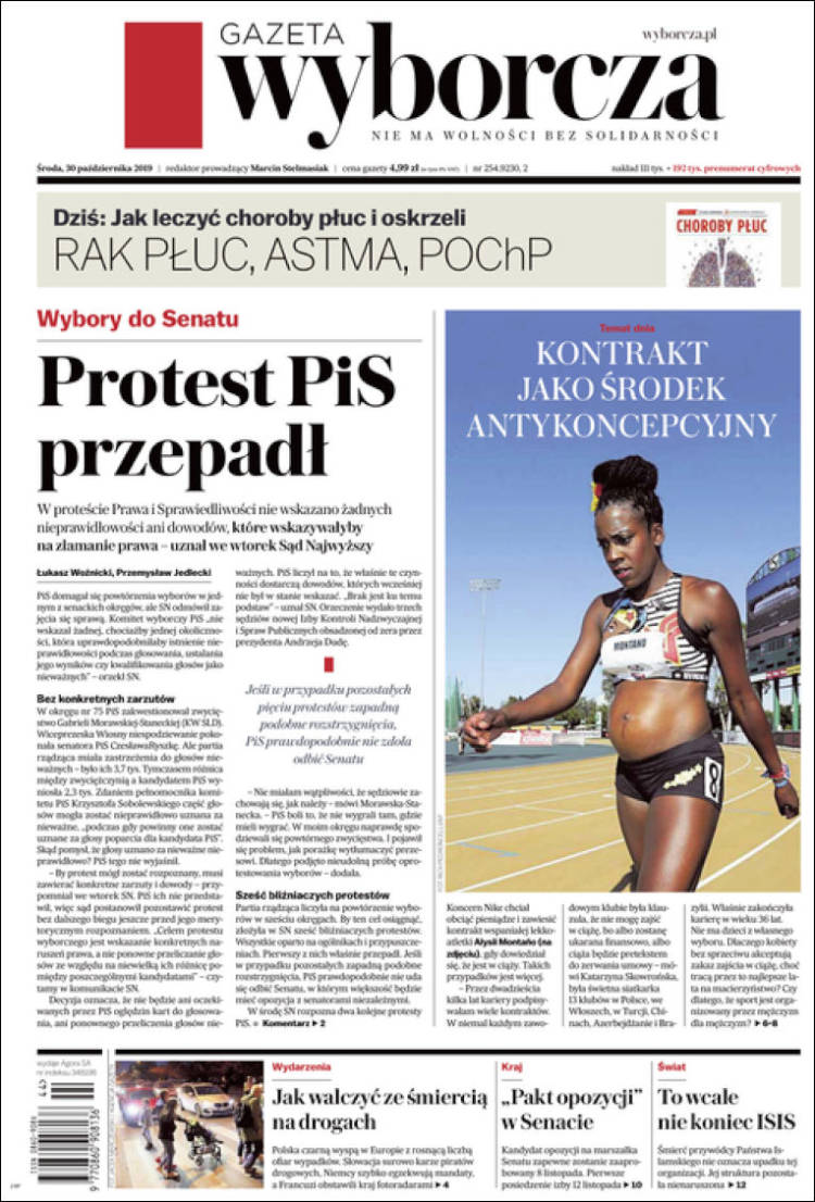 Portada de Gazeta Wyborcza (Polonia)