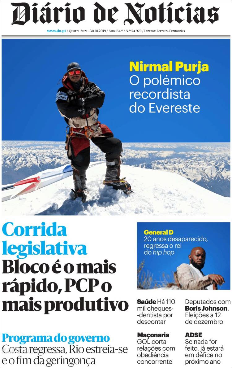 Portada de Diário de Noticias (Portugal)