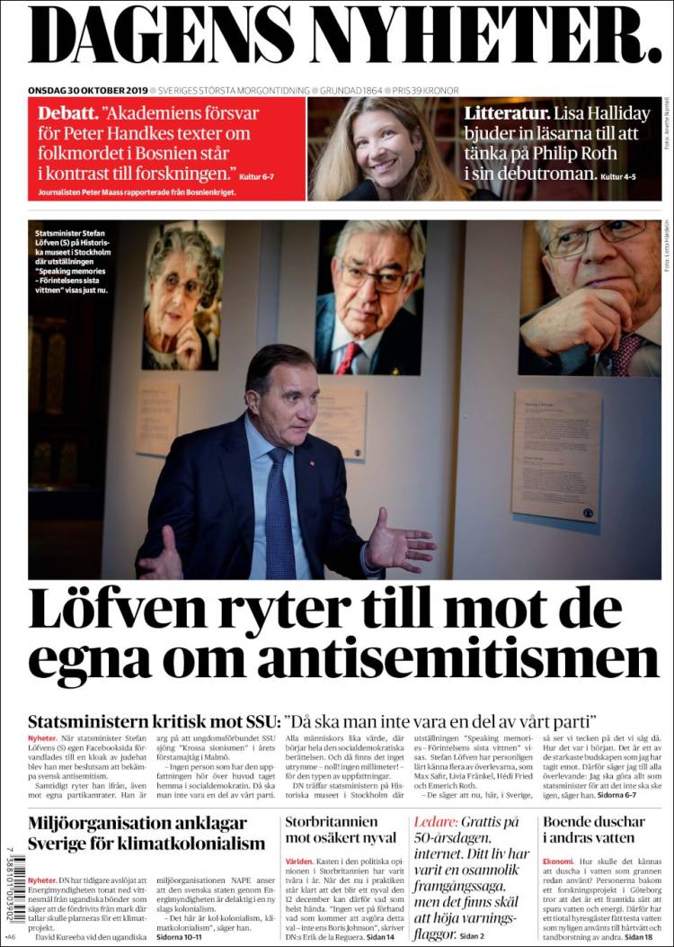 Portada de Dagens Nyheter (Suecia)
