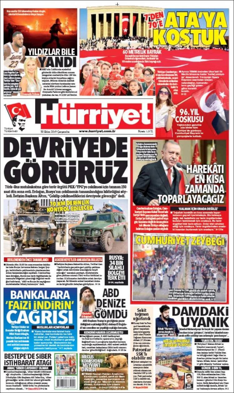 Portada de Hürriyet (Turqu&iacute;a)