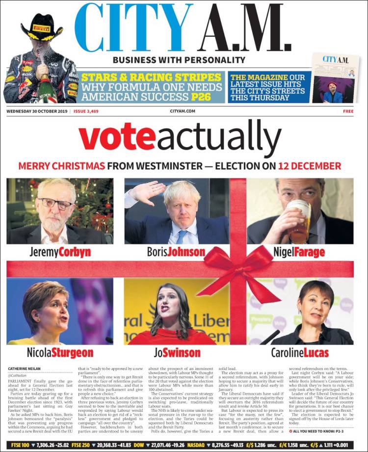 Portada de City A.M. (Reino Unido)