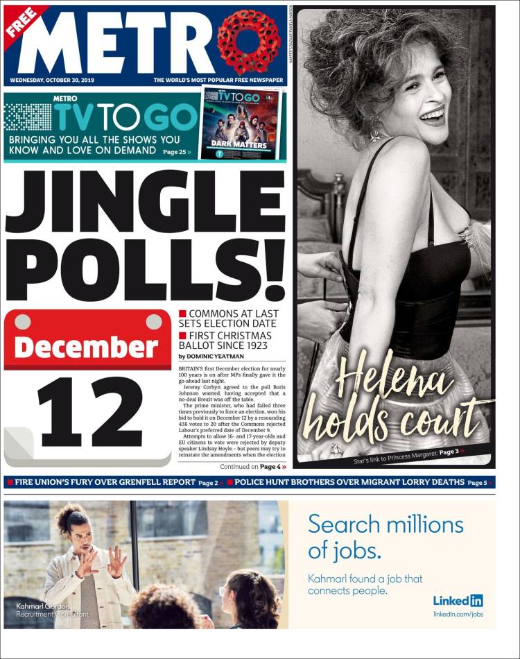 Portada de Metro (Reino Unido)