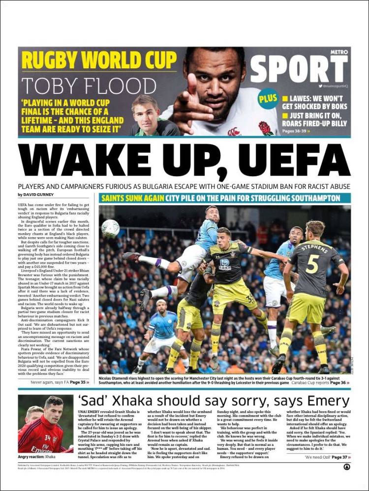 Portada de Metro Sport (Reino Unido)