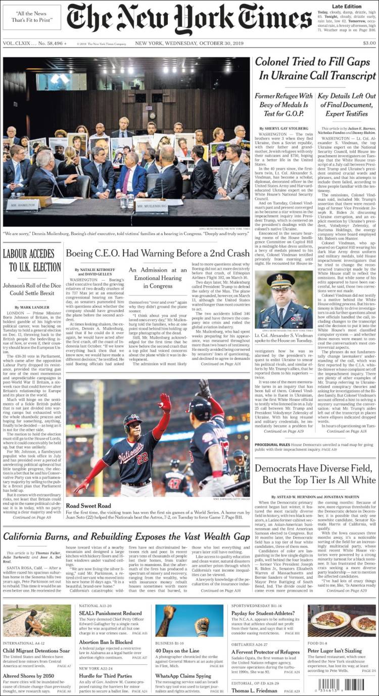 Portada de New York Times (USA)