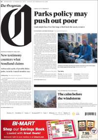 Portada de The Oregonian (USA)