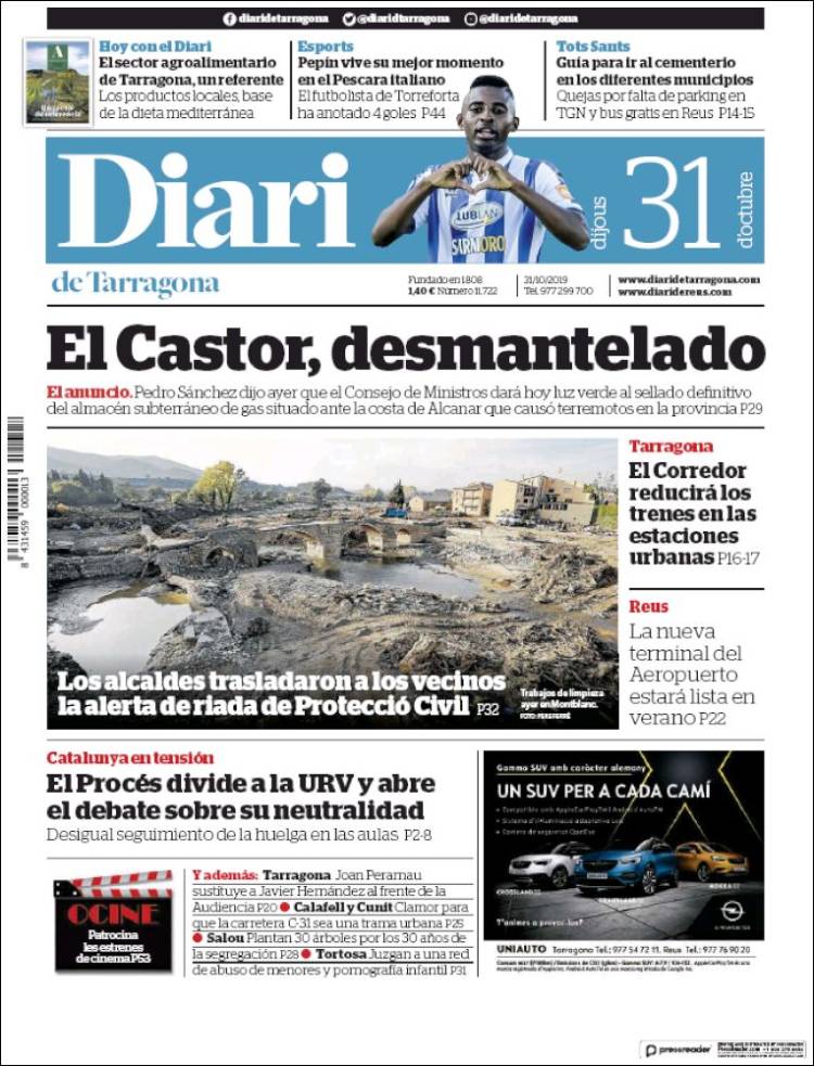 Portada de Diari de Tarragona (Spain)