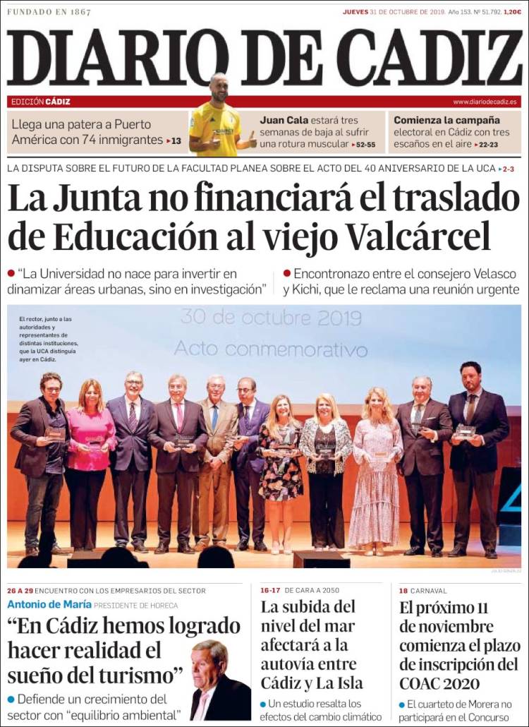 Portada de Diario de Cádiz (Spain)