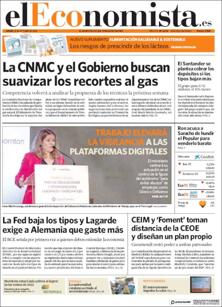 Portada de El Economista (Espa&ntilde;a)