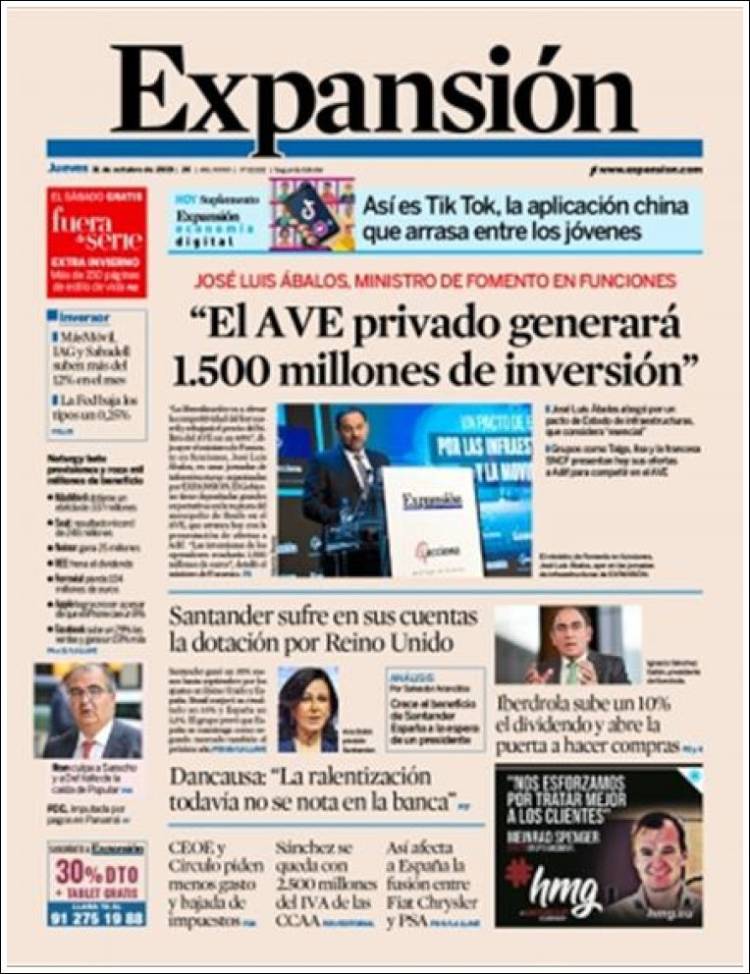 Portada de Expansión (Espa&ntilde;a)
