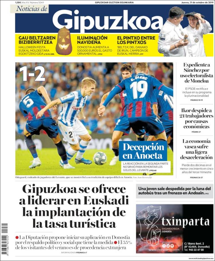 Portada de Noticias de Gipuzkoa (Spain)