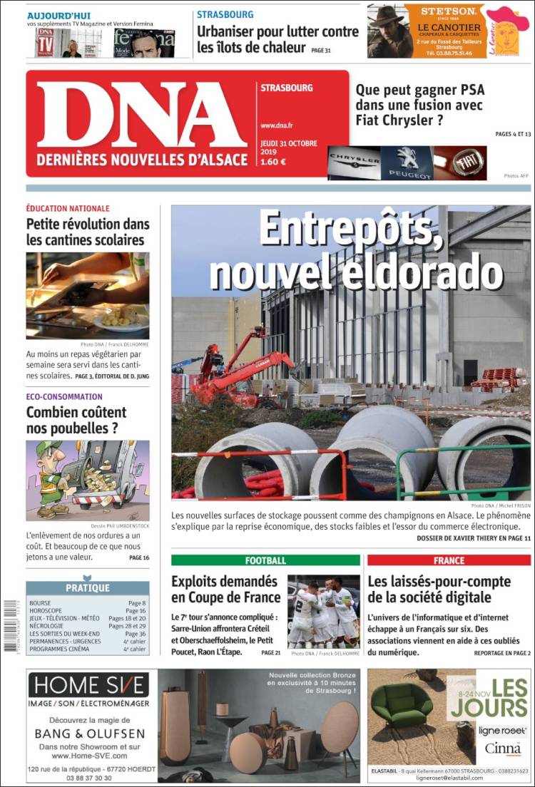 Portada de Les Dernières Nouvelles d'Alsace (Francia)