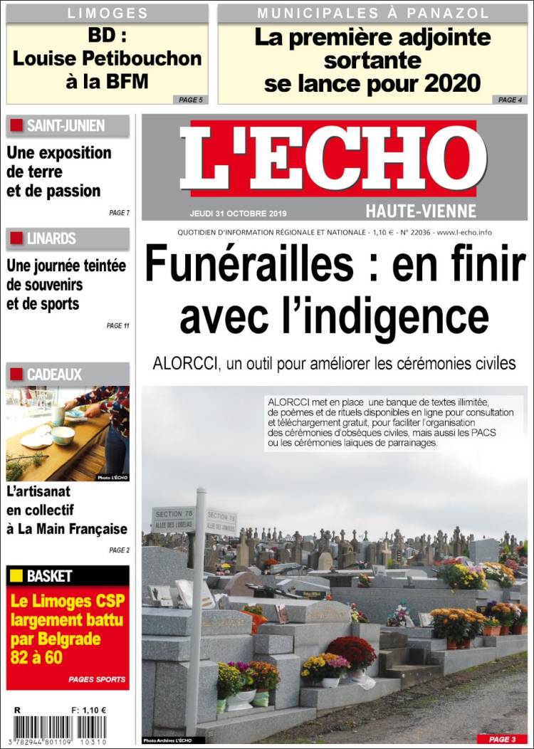 Portada de L'Echo de la Haute-Vienne (Francia)