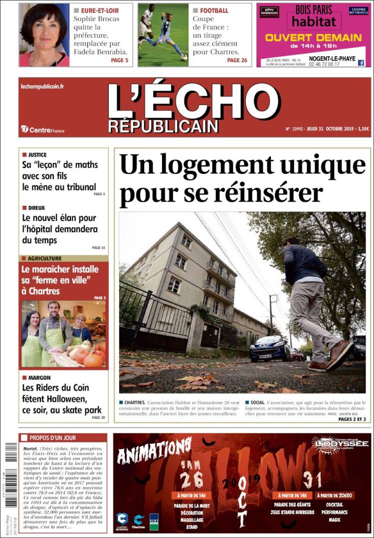 Portada de L'Echo Républicain (Francia)