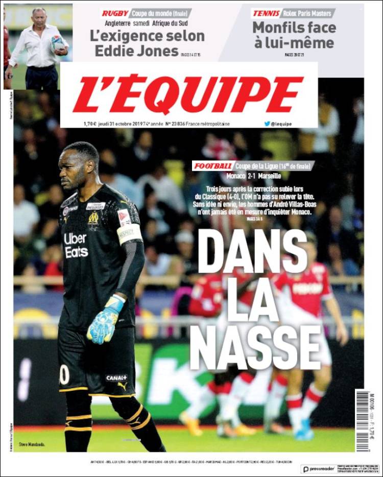 Portada de L'Equipe (Francia)