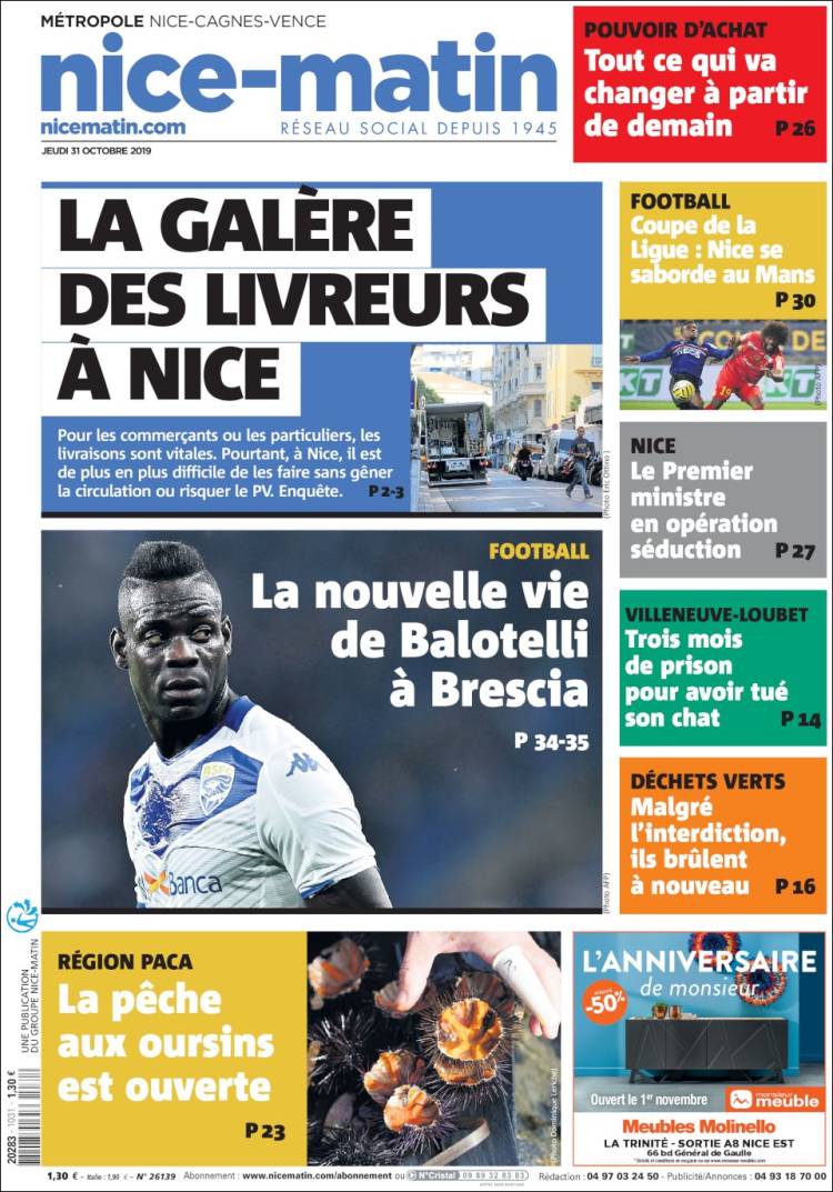 Portada de Nice-Matin (Francia)
