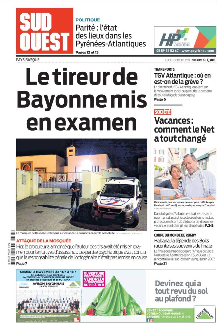 Portada de Sud Ouest (Francia)