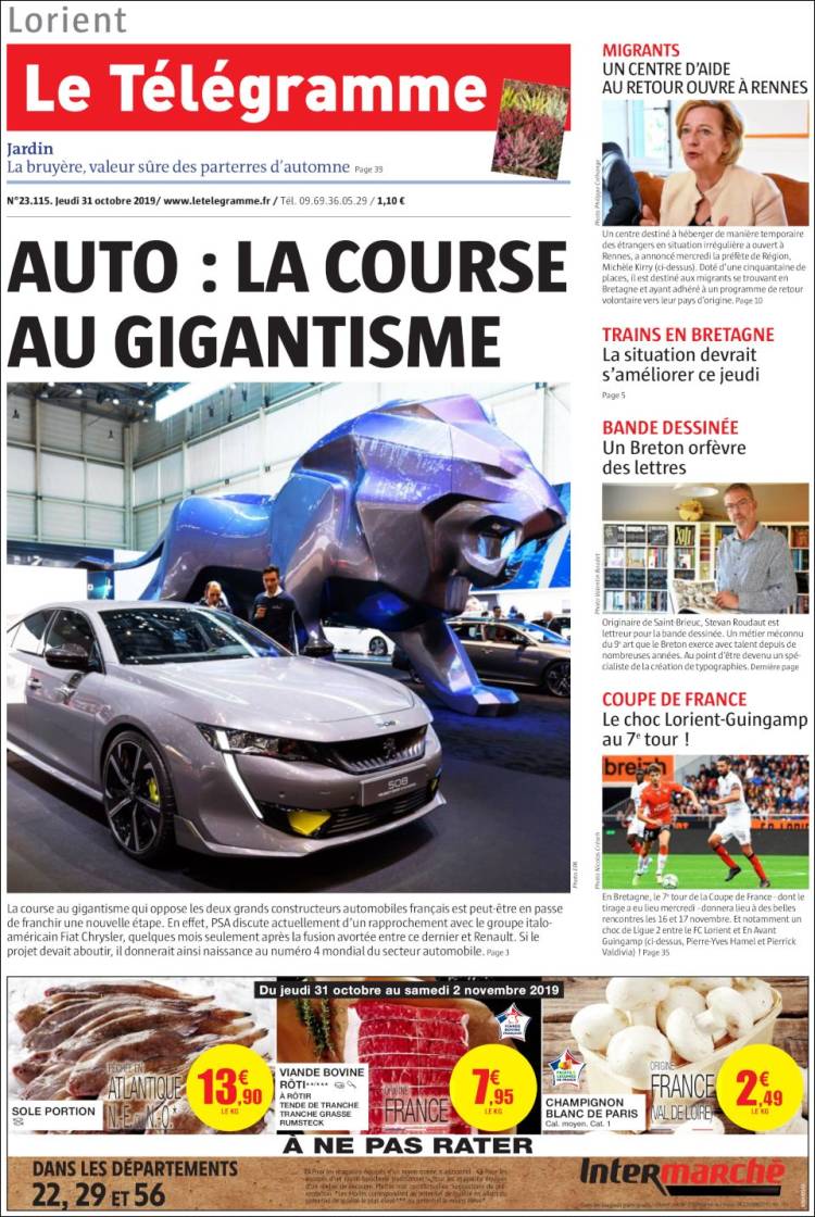 Portada de Télégramme (Francia)