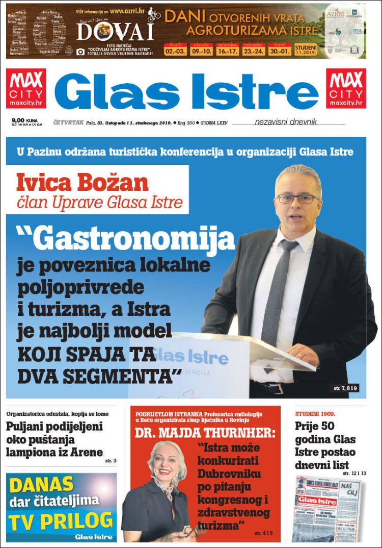 Portada de Glas Istre (Croacia)