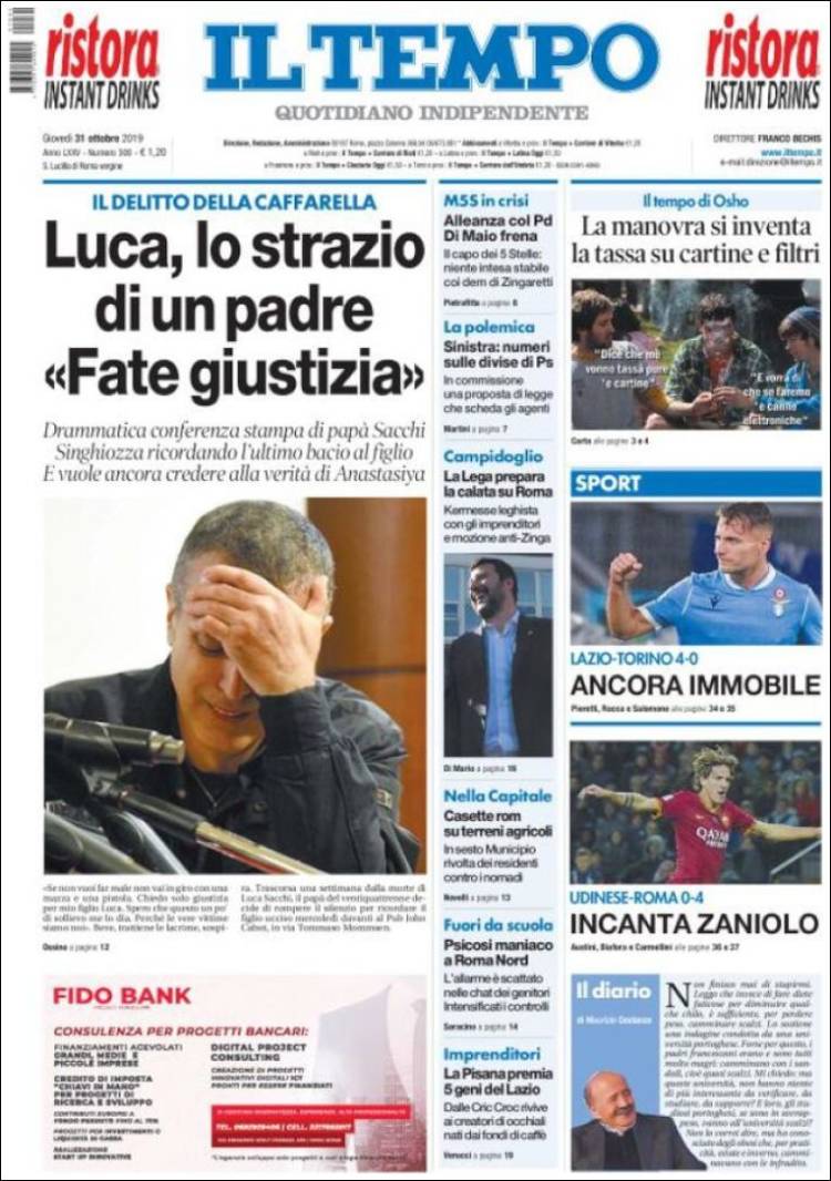 Portada de Il Tempo (Italia)