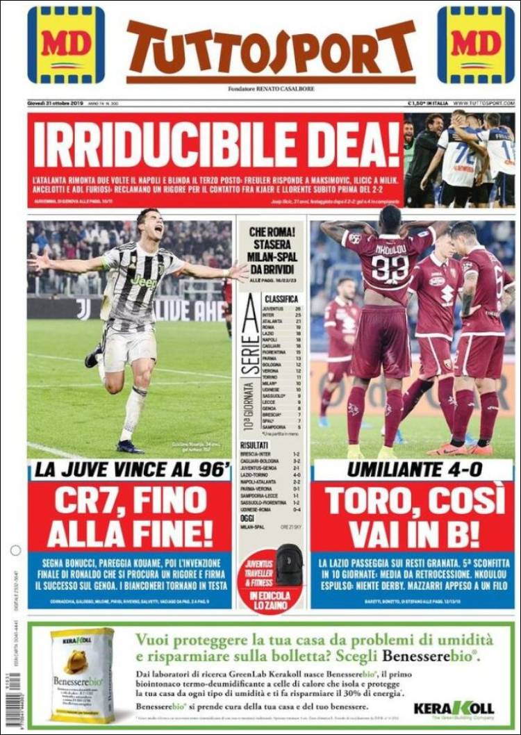 Portada de Tuttosport (Italia)
