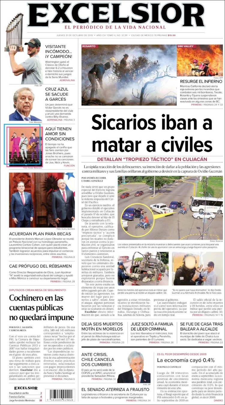 Portada de Excelsior (M&eacute;xico)