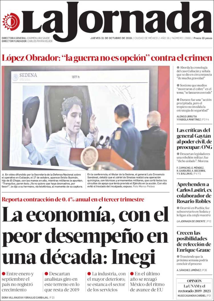 Portada de La Jornada (M&eacute;xico)