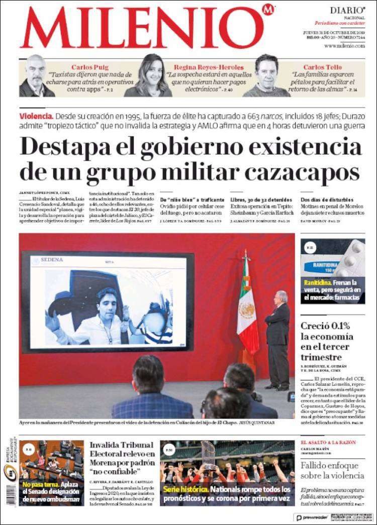 Portada de Milenio (M&eacute;xico)