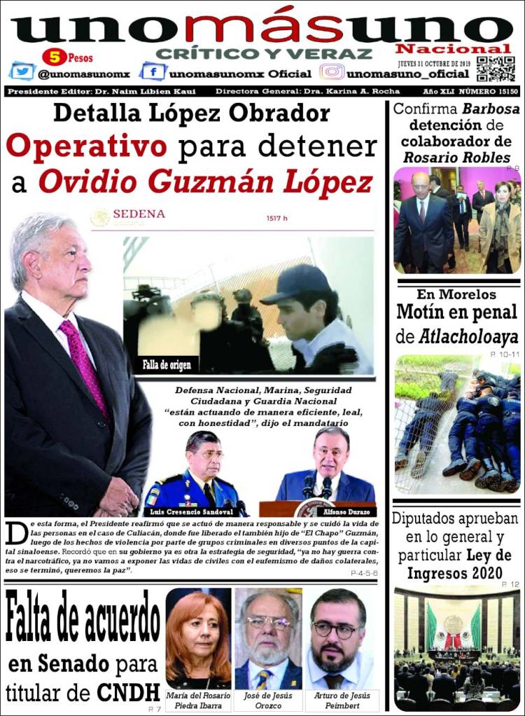 Portada de unomásuno (M&eacute;xico)