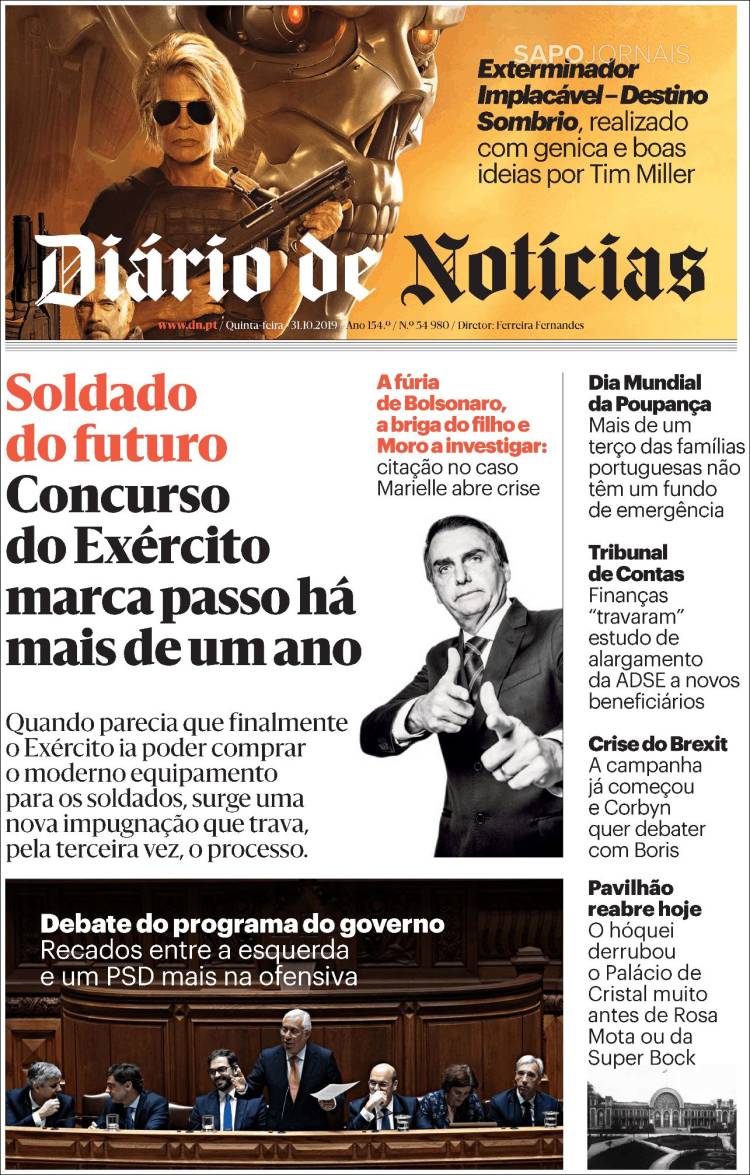 Portada de Diário de Noticias (Portugal)