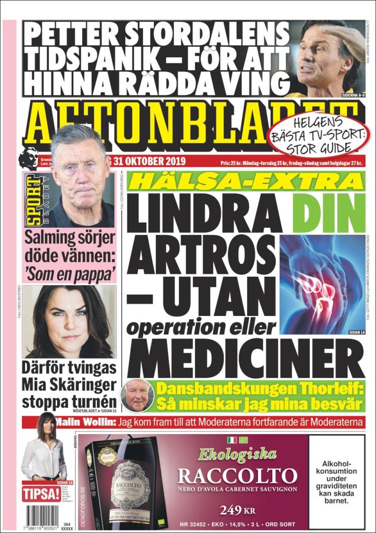 Portada de Aftonbladet (Suecia)