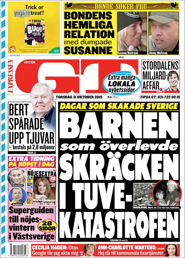 Portada de Göteborgstidningen (Suecia)