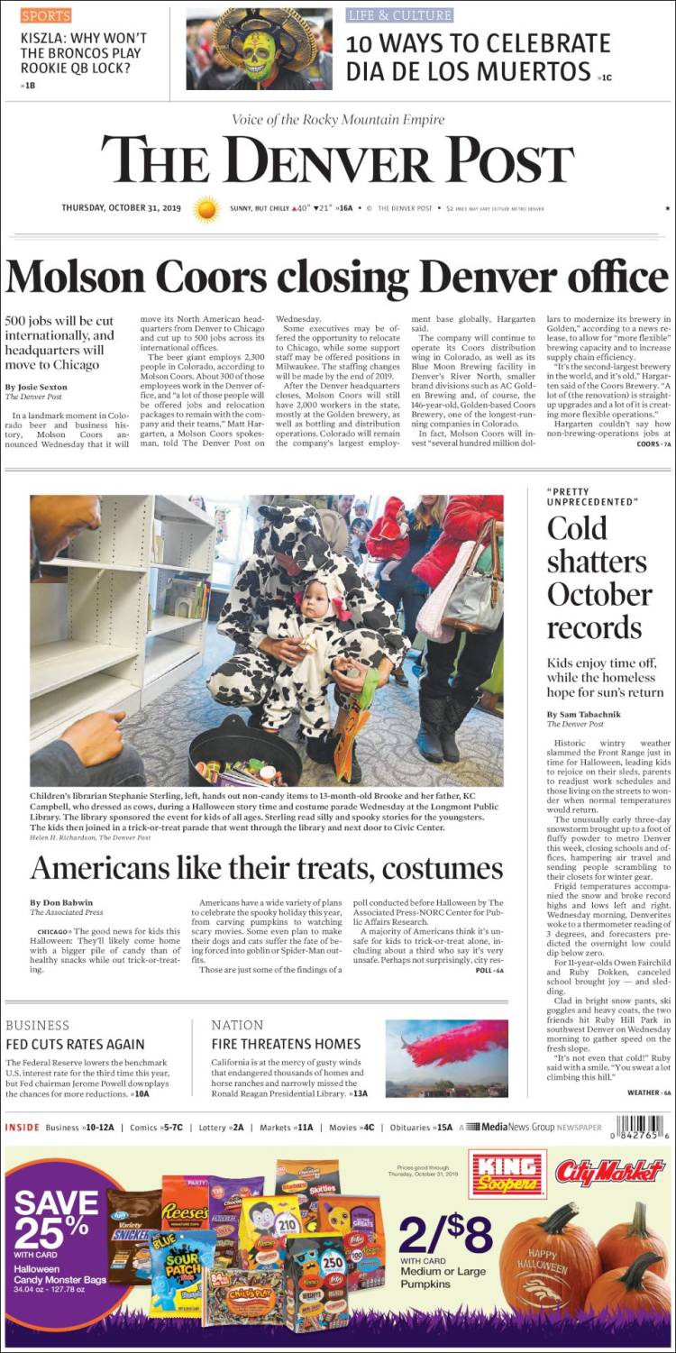 Portada de The Denver Post (USA)