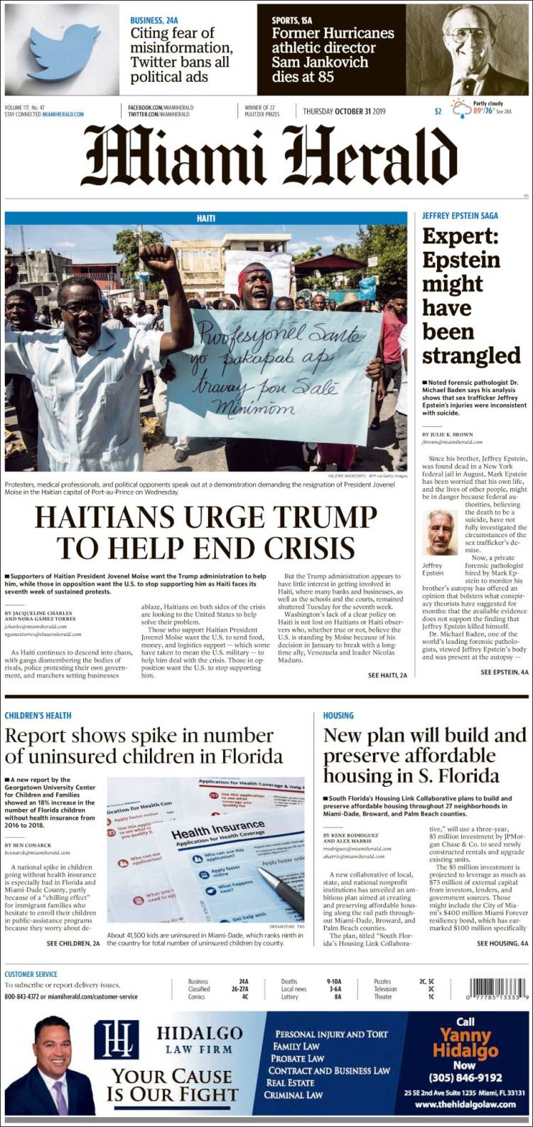 Portada de Miami Herald (USA)