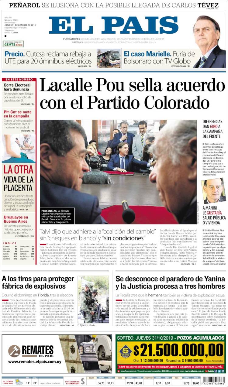 Portada de El País (Uruguay)