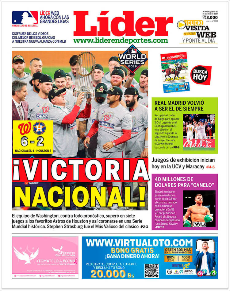 Portada de Lider en deportes (Venezuela)