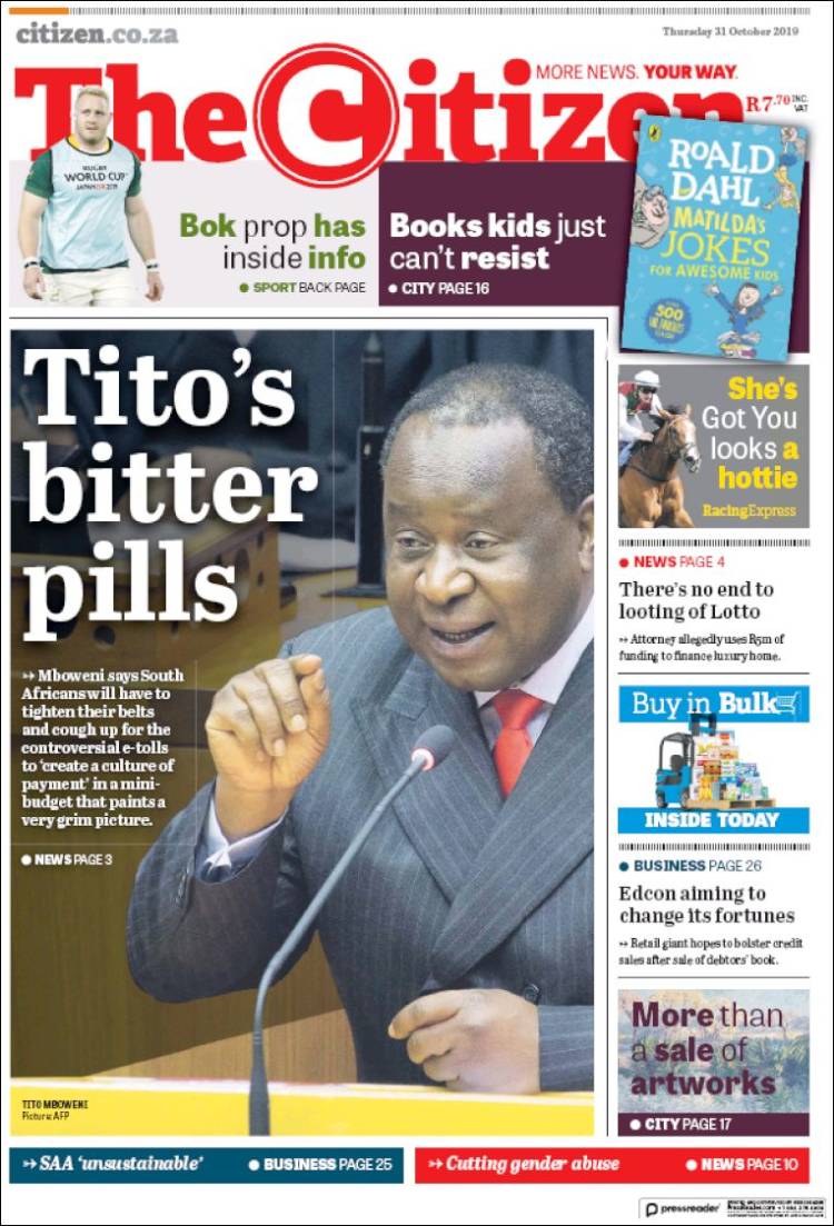 Portada de The Citizen (Sud&aacute;frica)