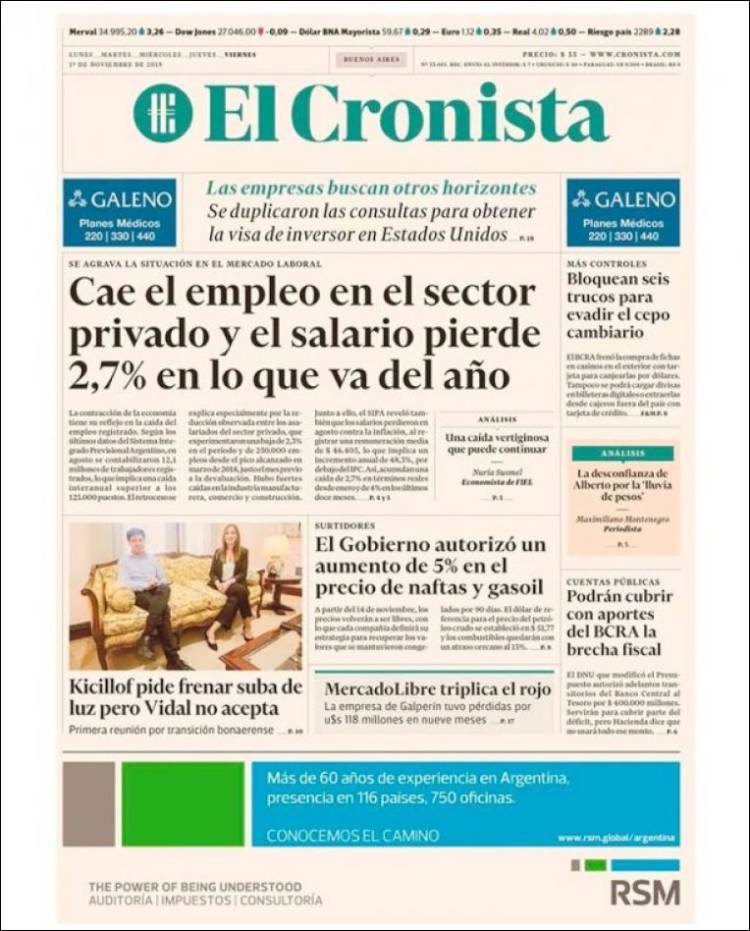 Portada de El Cronista Comercial (Argentina)