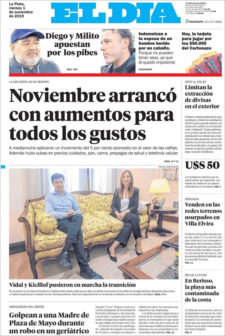 Portada de El Día de la Plata (Argentina)