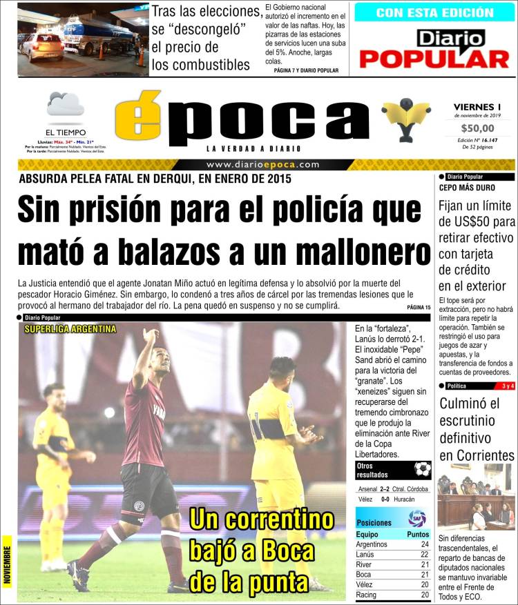 Portada de Diario Época (Argentina)