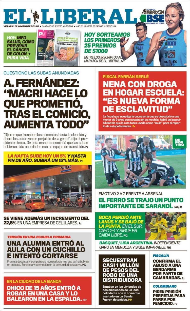 Portada de Diario El Liberal (Argentina)
