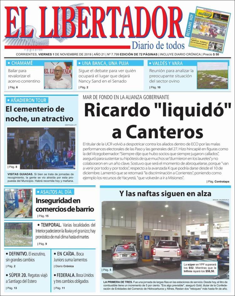Portada de Diario El Libertador (Argentina)