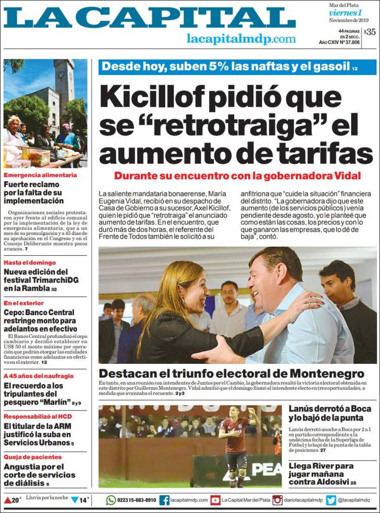 Portada de Diario La Capital - Mar del Plata (Argentina)
